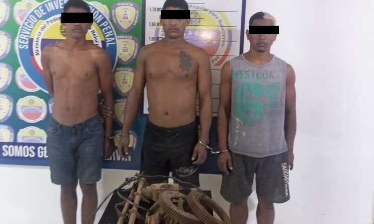 Detenidos tres hombres por hurto de material estratégico en Lagunillas