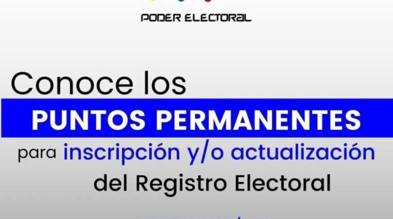 CNE anunció puntos permanentes para la inscripción y/o actualización en el Registro Electoral